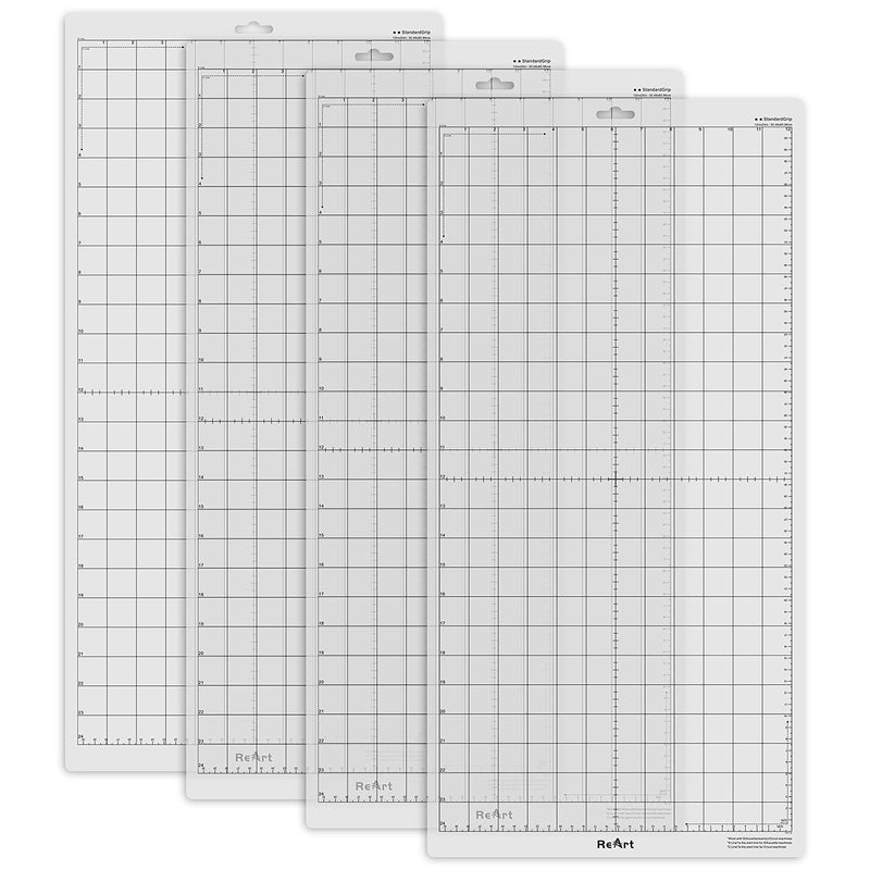 ReArt Standard Grip Cutting Mat for Silhouette Cameo 4 Packs 12" x 24" - Adhesive Cut Mat Replacement Set Matts Vinyl Craft - Image 1